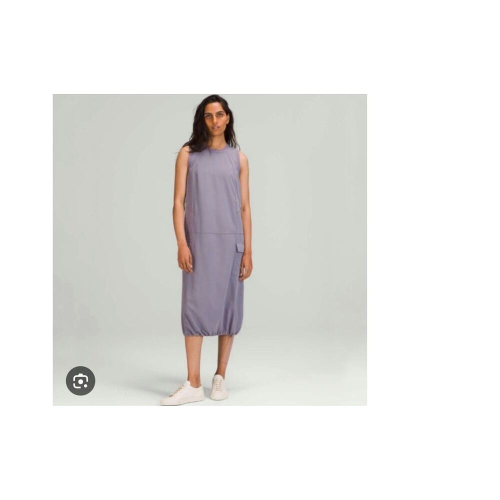 Lululemon Drop Waist Midi Dress Lavender Sz 4 Pocketed Athleisure Activewear